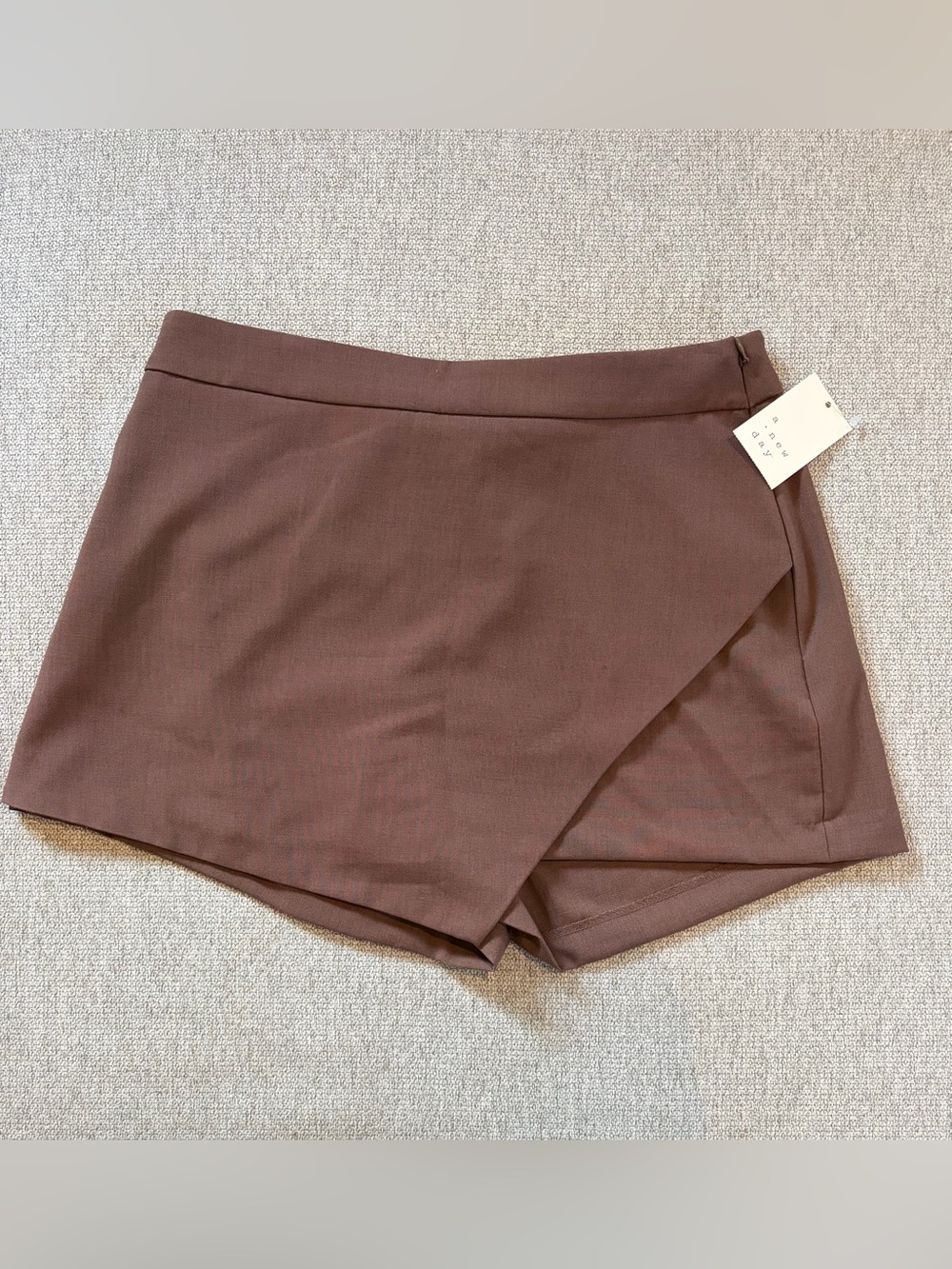 A New Day Brown Asymmetric Wrap Skort - Size 10